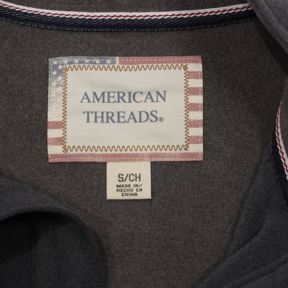 American Threads Men's Mock Neck Long Sleeve Fleece‎ Sweatshirt Dark Gray Size S - Picture 8 of 9